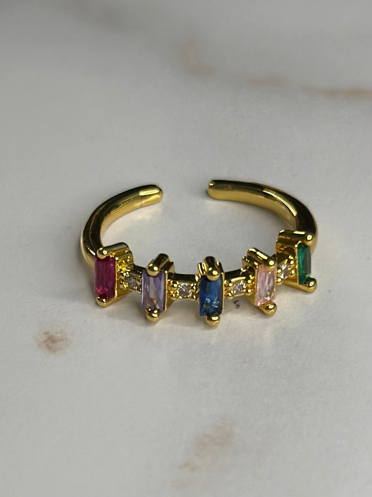 Dainty multicolor adjustable ring