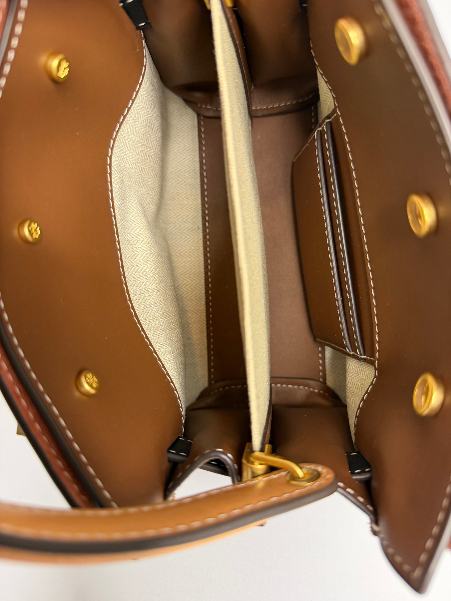 Pre-owned Tory Burch Petite Lee Radziwill Double Bag Black Leather/Brown Suede