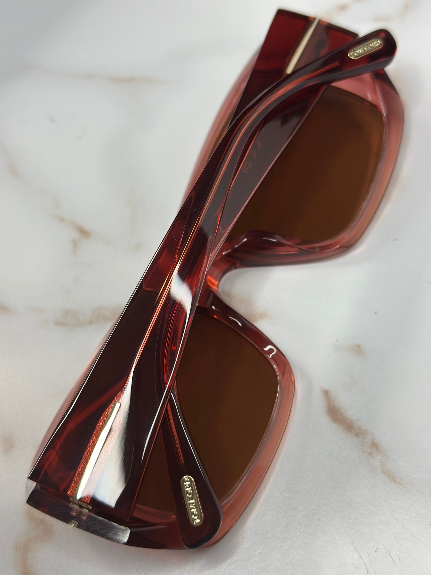 Pre-owned Tom Ford shiny light pink translucent sunglasses