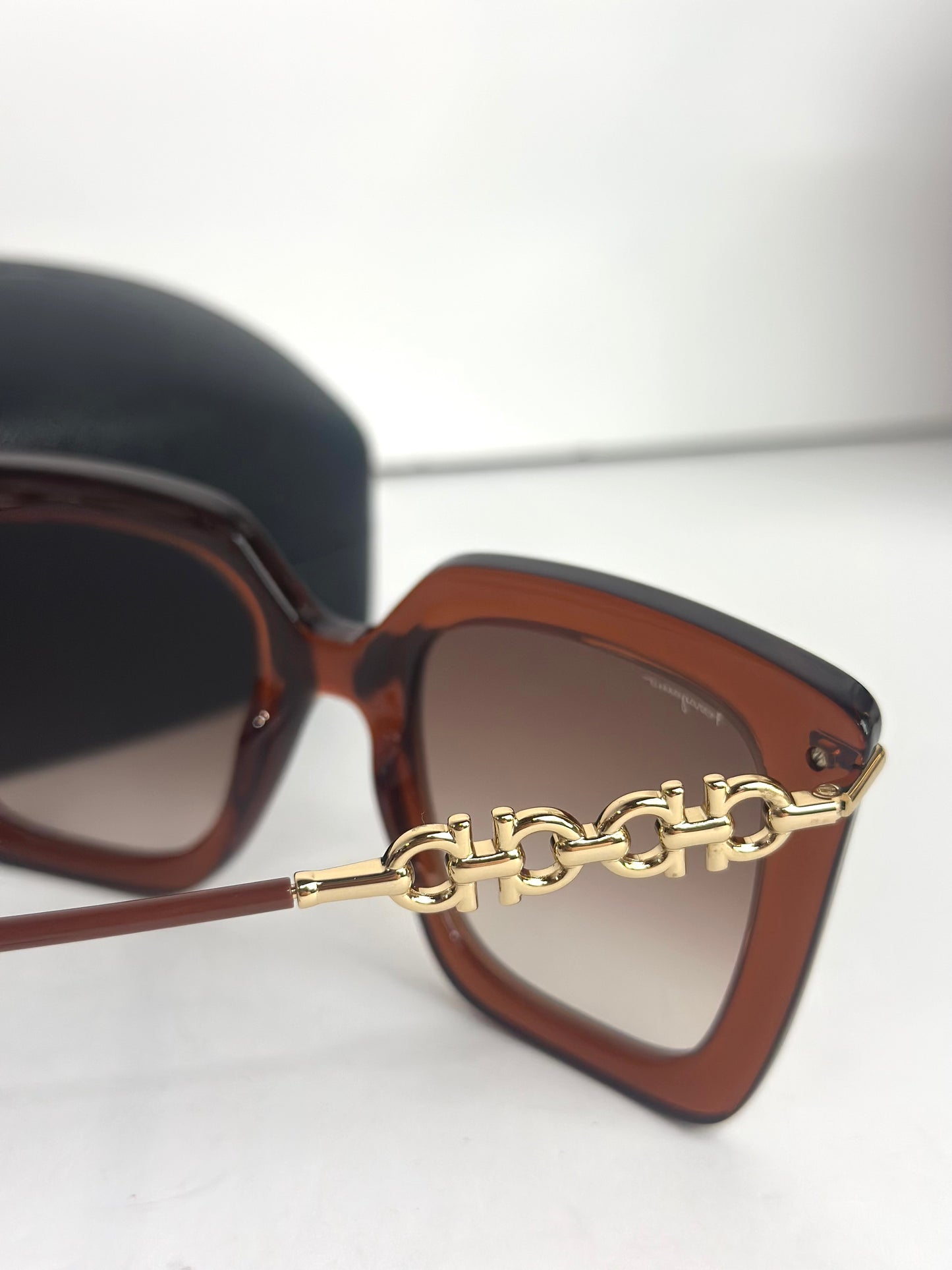 #23 Ferragamo Women's Fashion Transparent Brown Sunglasses