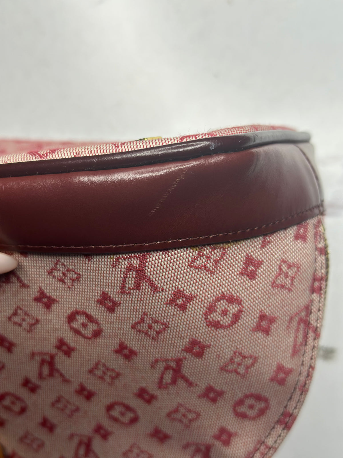 Pre-owned Louis Vuitton Mini Lin Cherry Canvas Alma long top handle tote