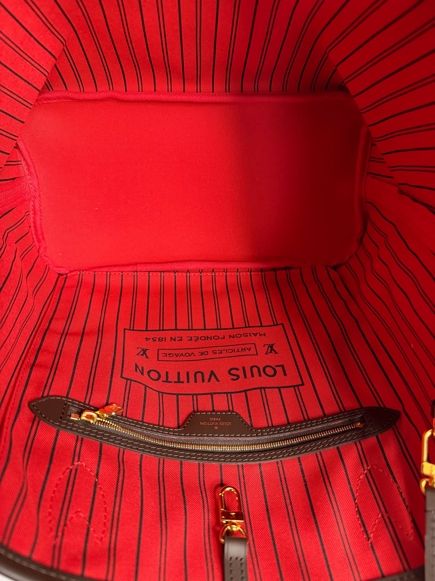 Pre-owned Louis Vuitton Damier Ebene Canvas micro chipped neverfull MM tote