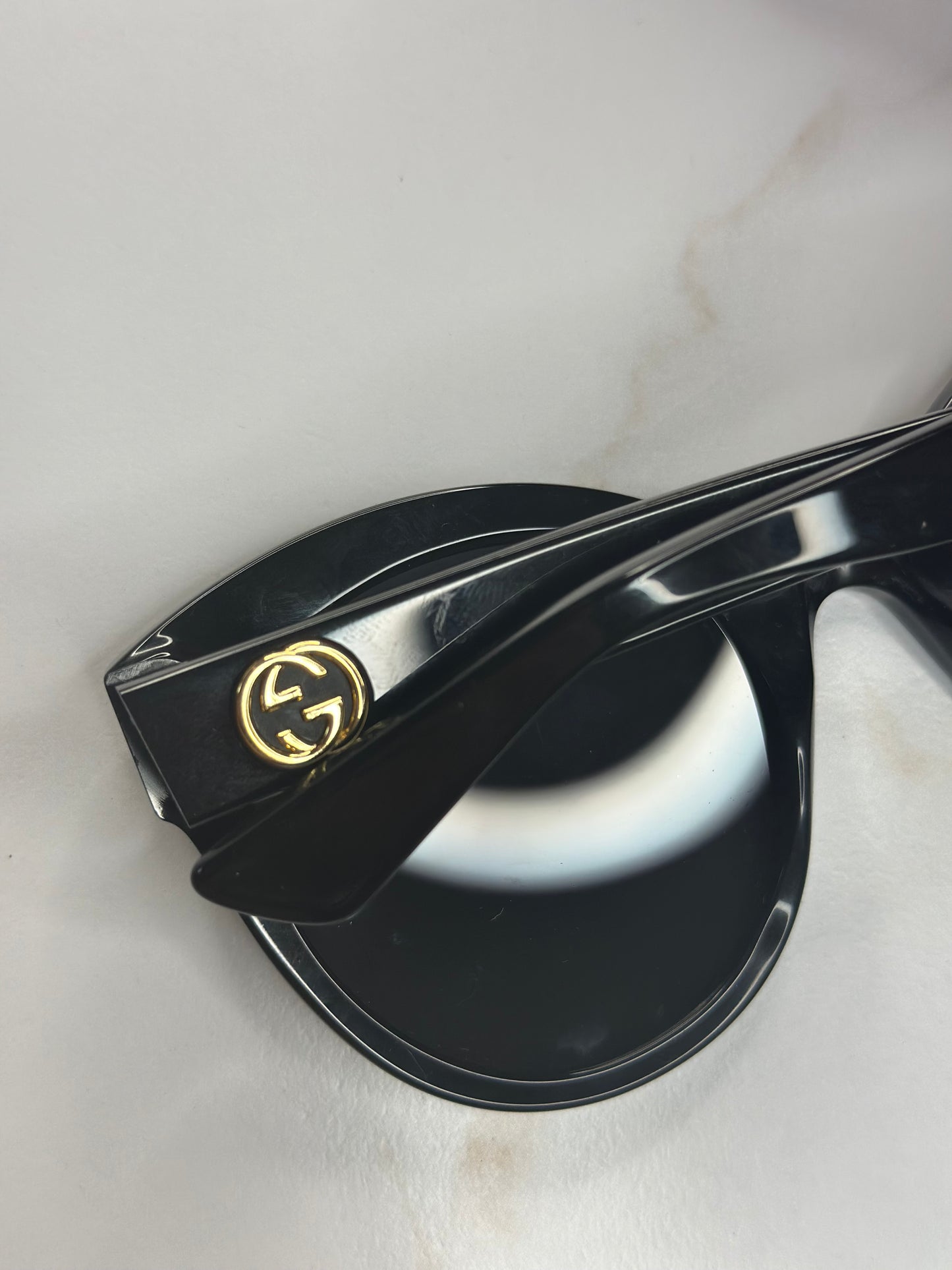 Pre-owned Gucci GG interlocking logo black cat eye sunglasses