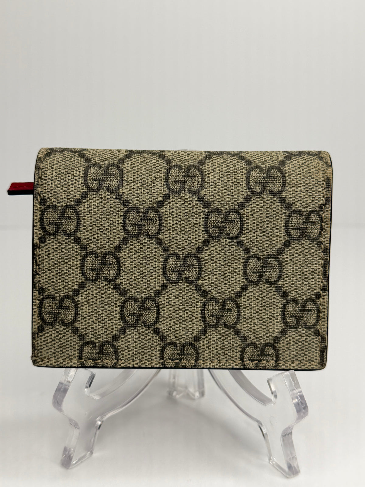 Pre-owned Gucci, supreme canvas, cherry, compact wallet