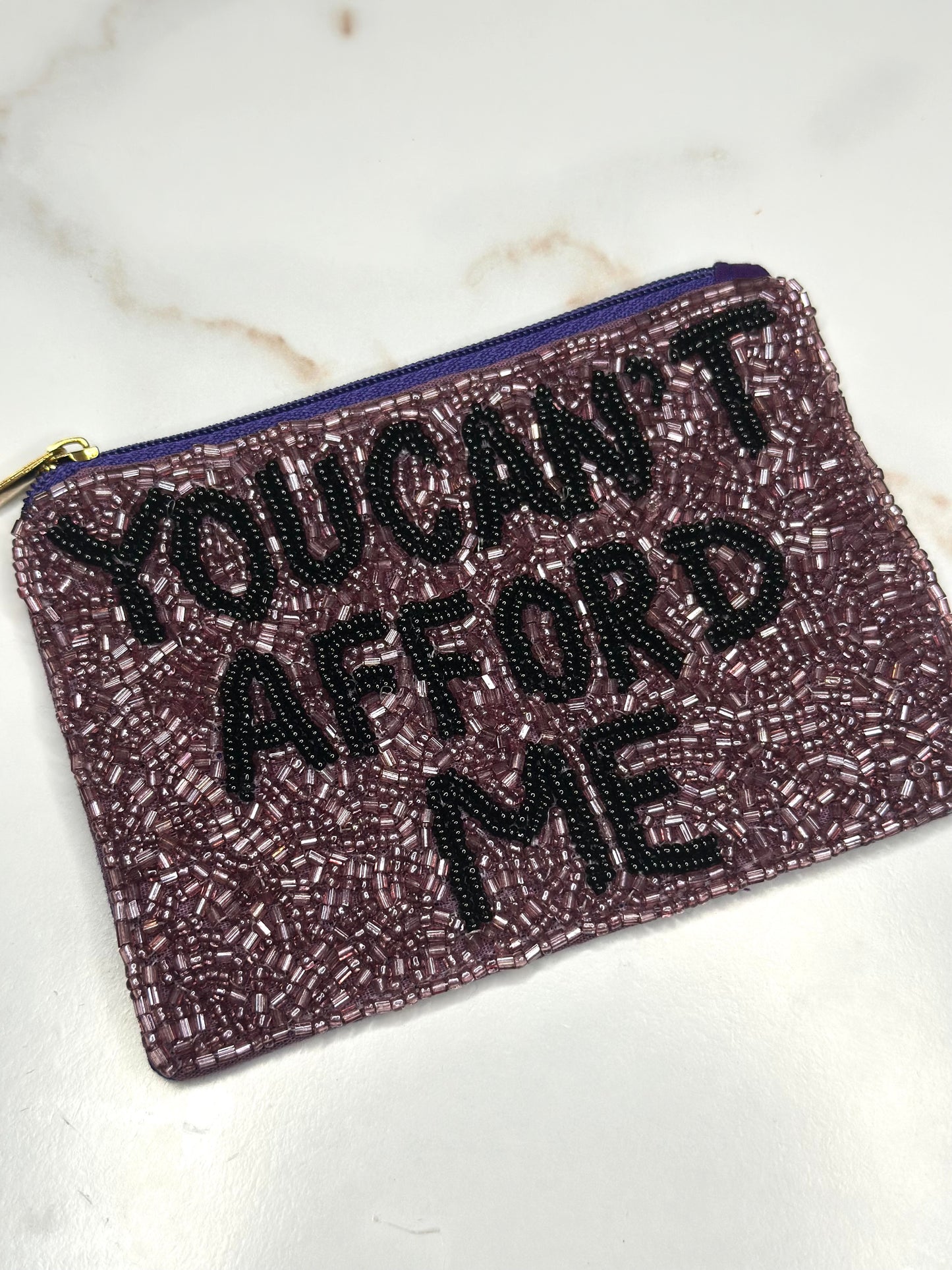 You can’t afford me beaded coin pouch