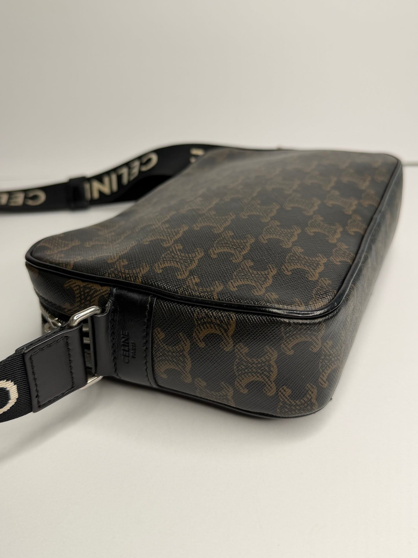 Pre-owned Celine Medium Triomphe Coated Canvas Messenger Bag