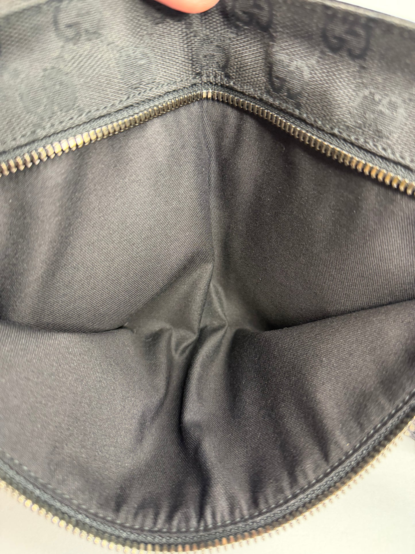 Pre-owned Gucci GG black canvas double pocket belt bag