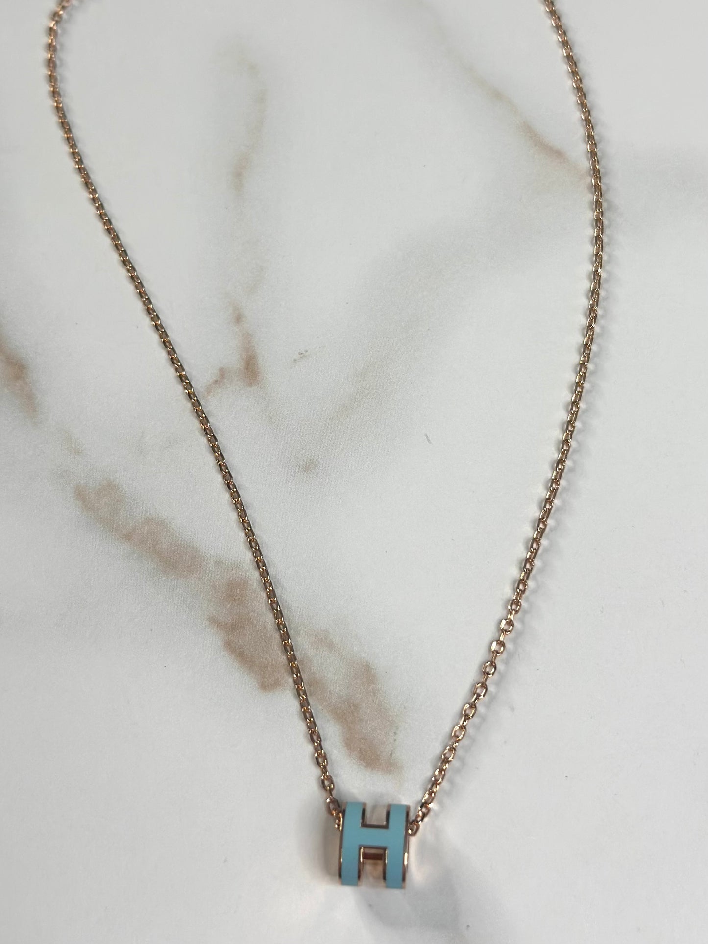 Pre-owned Hermes Pop H Pendant Chain Necklace Metal and Enamel Mini