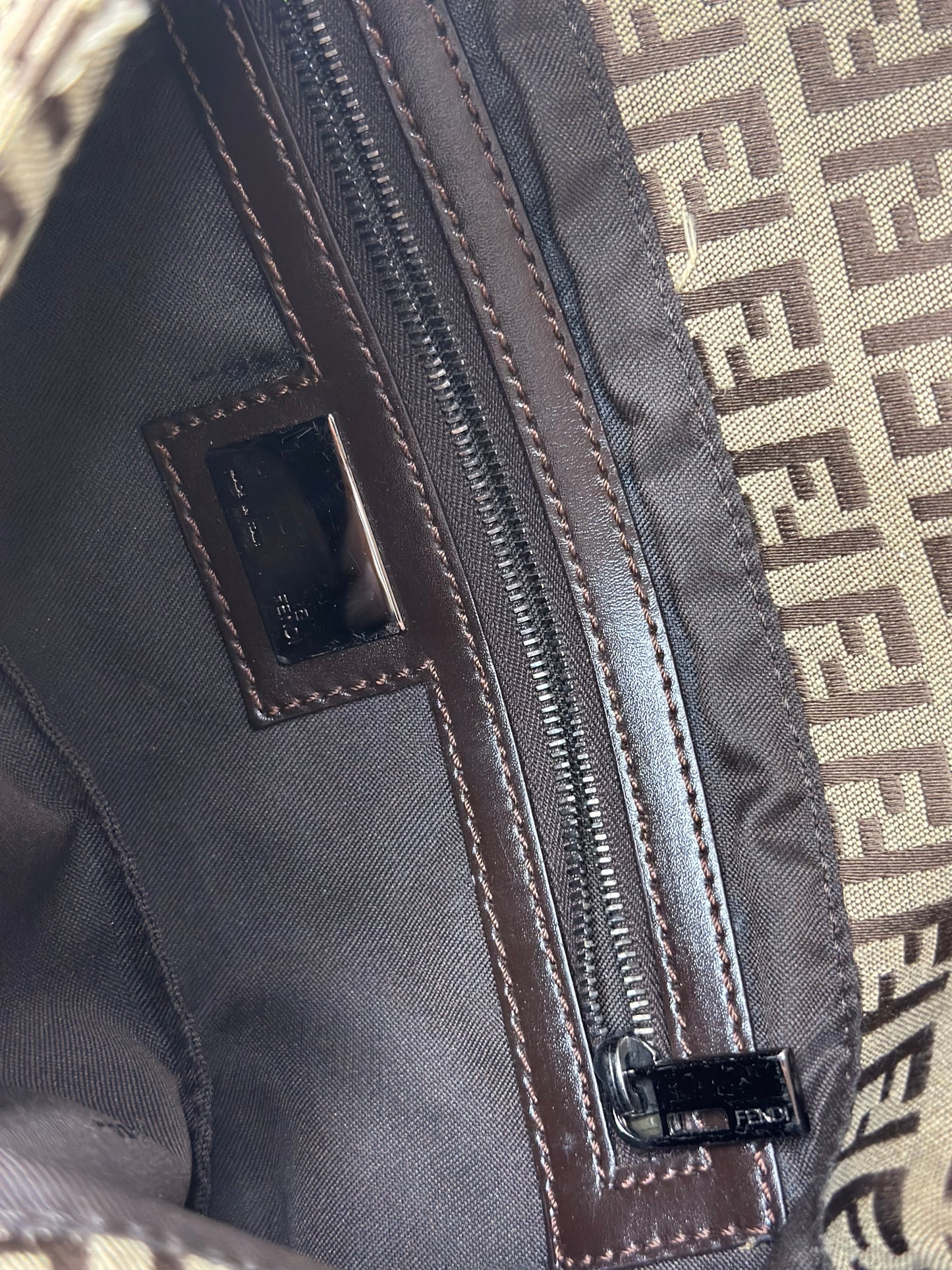Pre-owned Fendi Zucchino brown canvas baguette, shoulder bag