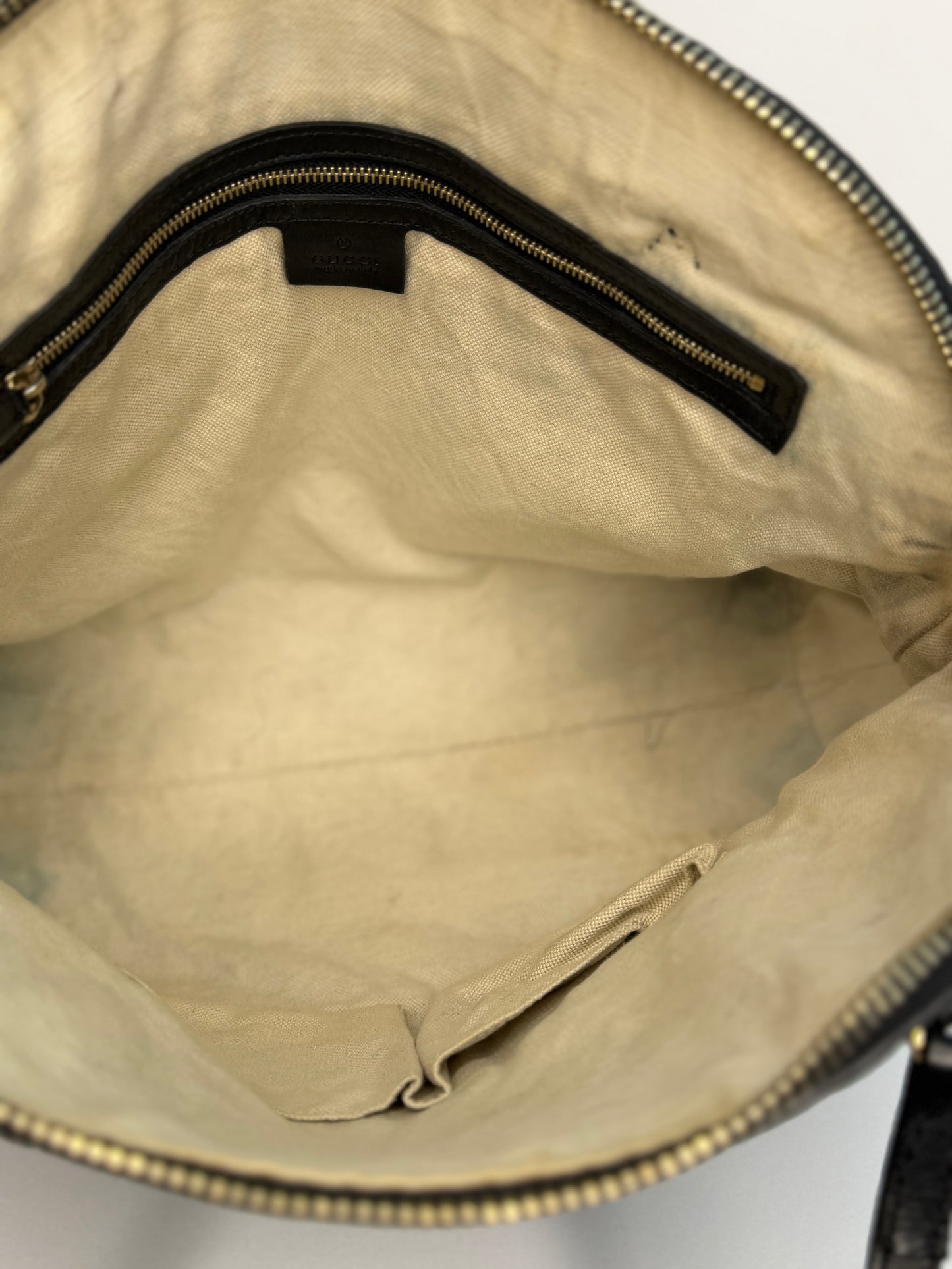 Pre-owned Gucci Guccissima black leather Bree shoulder tote