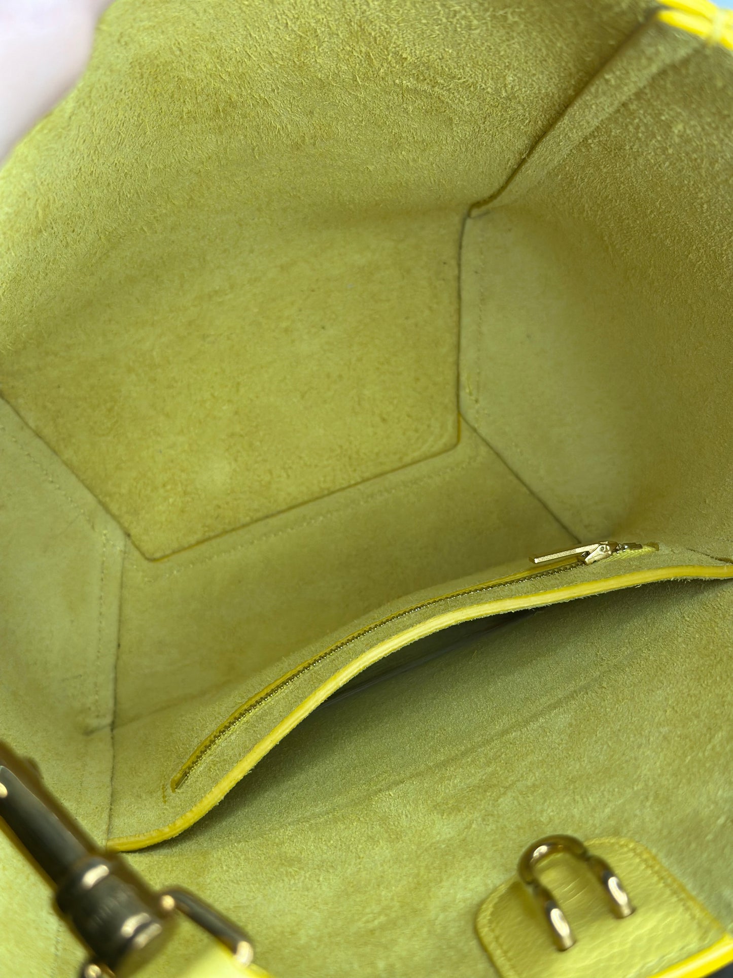 Pre-owned Celine Soft Grained yellow Calfskin Small Sangle Bucket Bag