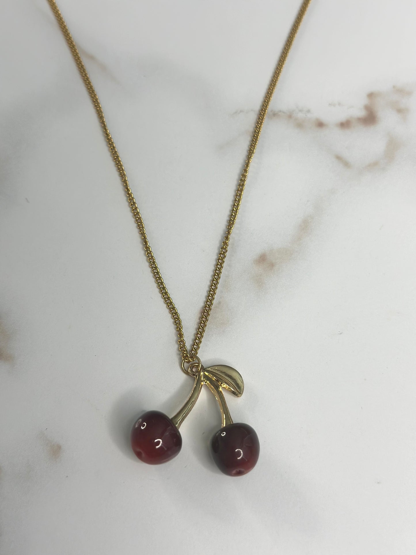 Resin cherry necklace