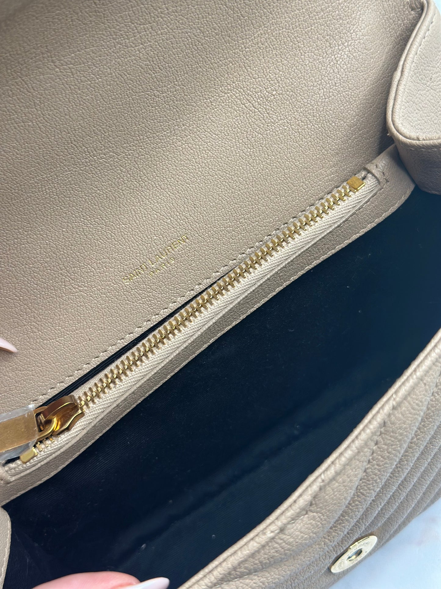 Pre-owned Saint Laurent Medium beige College Matelassé Leather Shoulder Bag