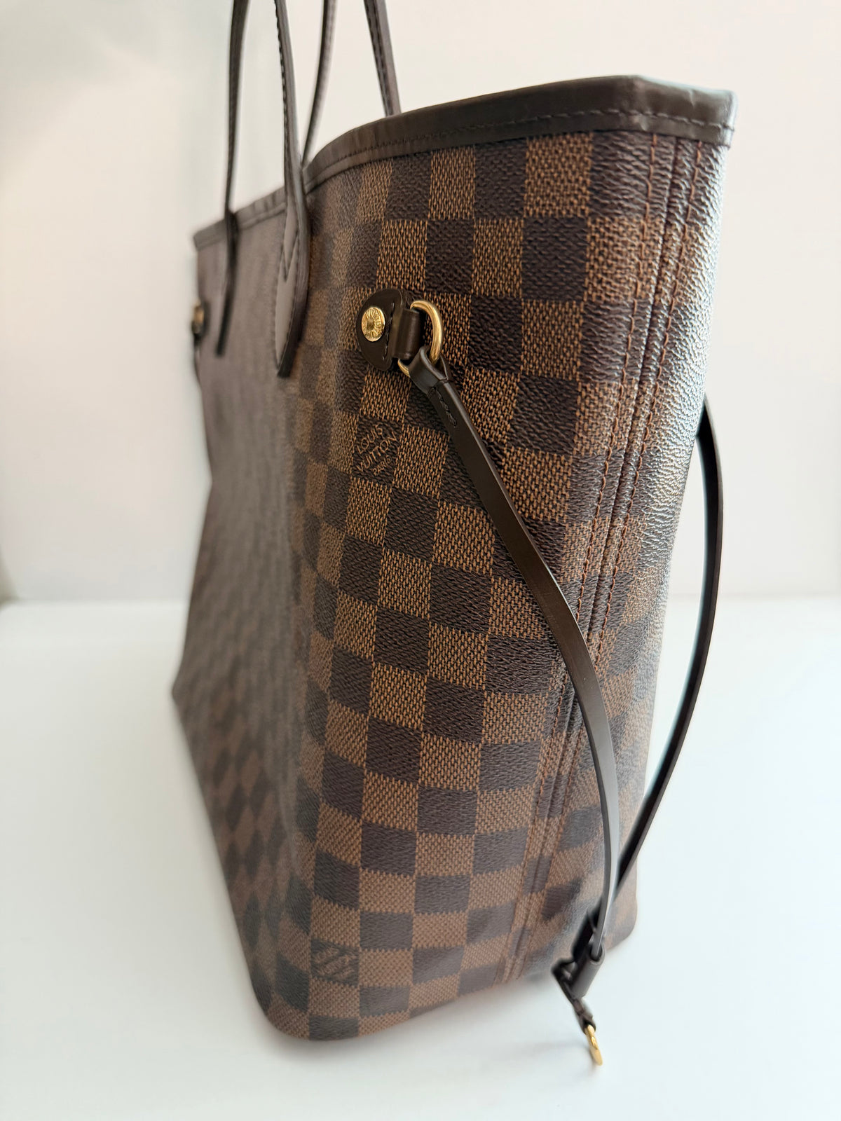 Pre-owned Louis Vuitton Damier ebene neverfull MM tote