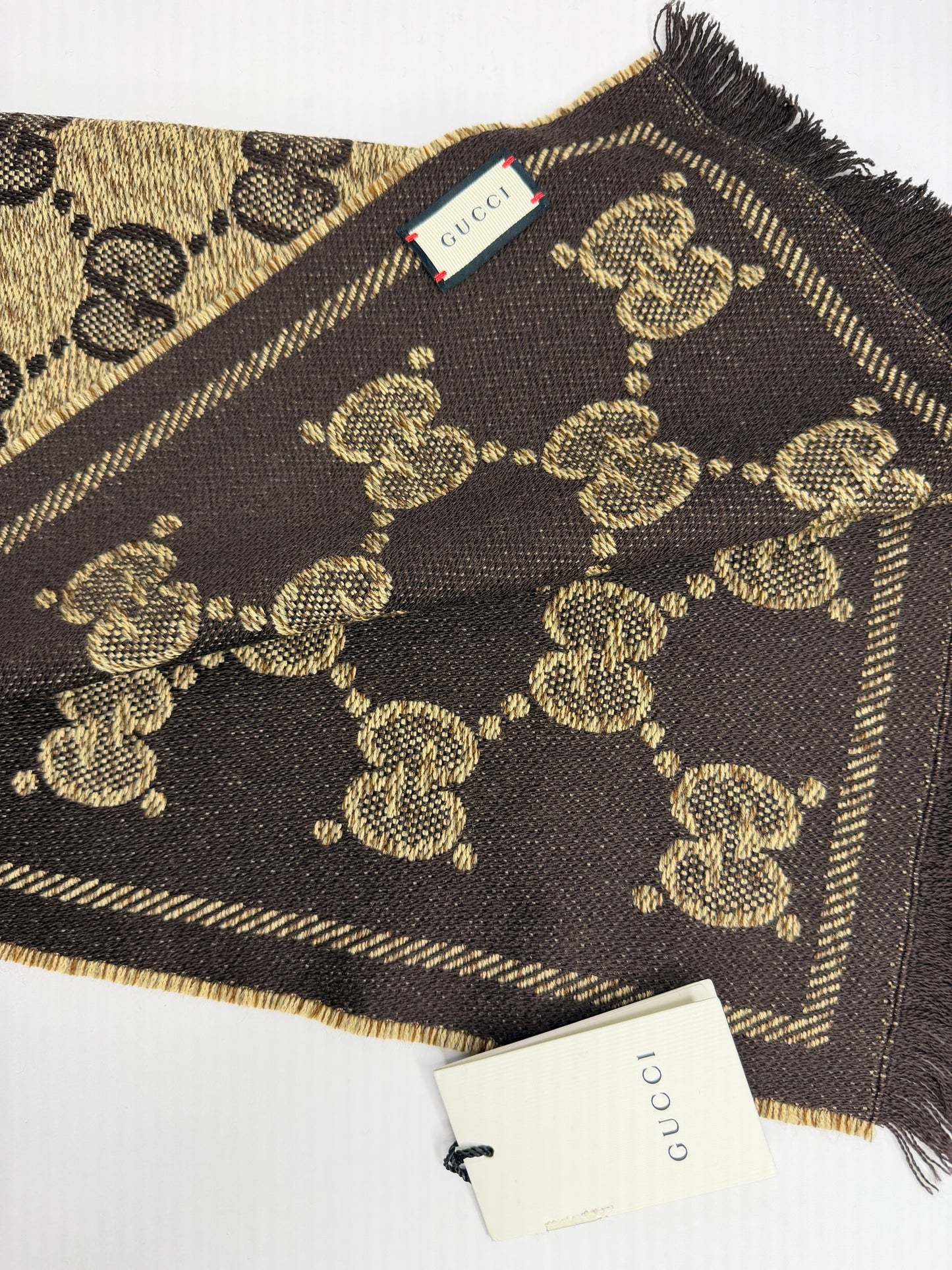 Pre-owned Gucci Jumbo GG Wool Blend Scarf