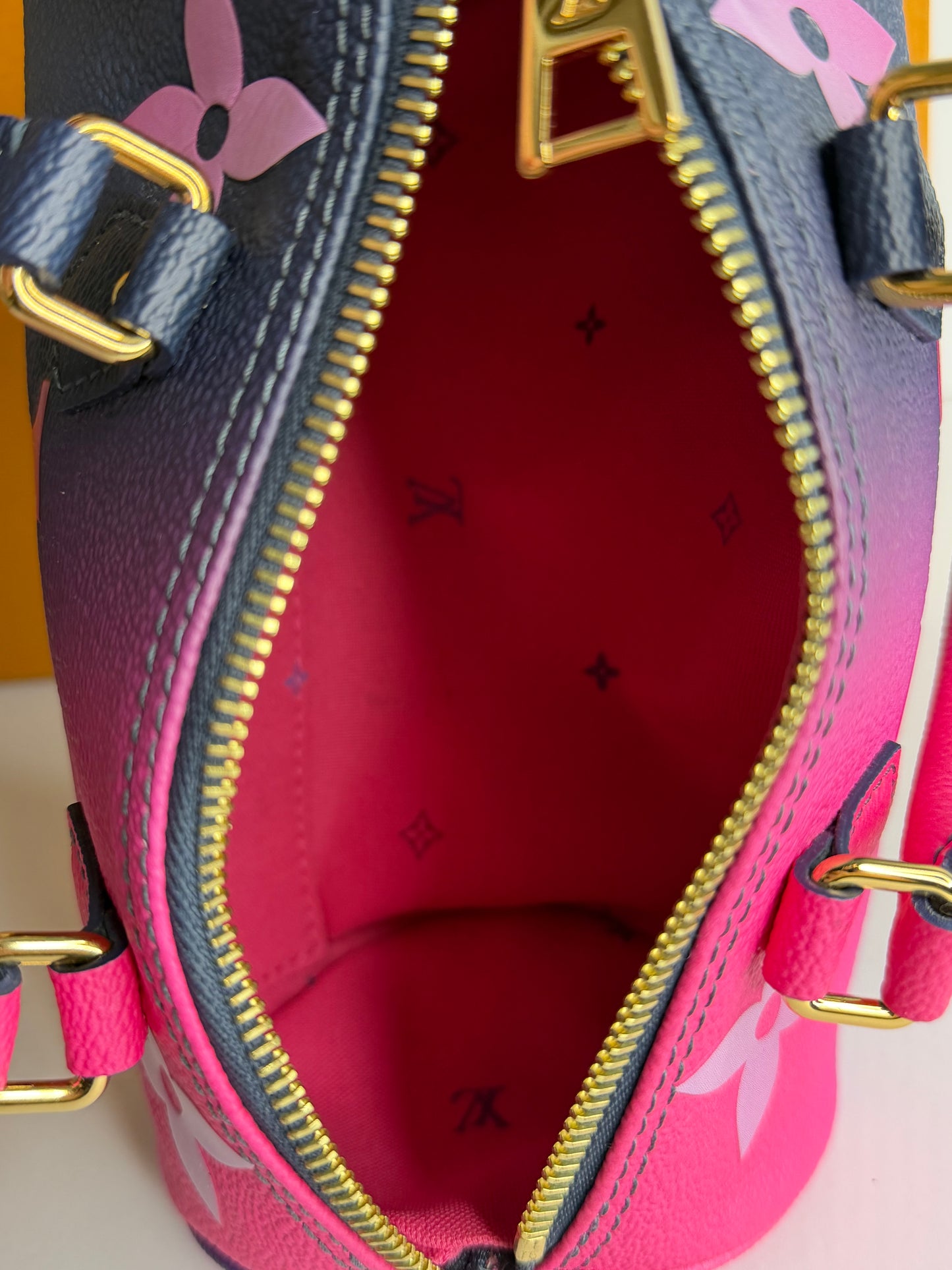 Pre-owned Louis Vuitton Papillon BB Spring In The City Monogram Giant Shoulder Bag Midnight Fuchsia
