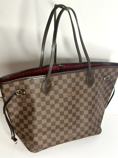 Pre-owned Louis Vuitton Damier Ebene neverfull MM tote