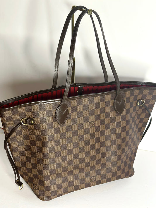 Pre-owned Louis Vuitton Damier Ebene neverfull MM tote