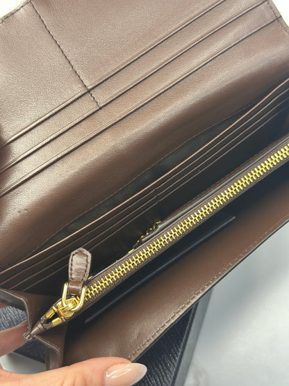 Pre-owned Prada beige x Brown canvas long wallet