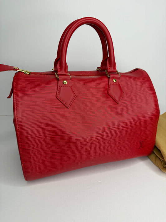 Pre-owned Louis Vuitton Castilian Red EPI Speedy 25