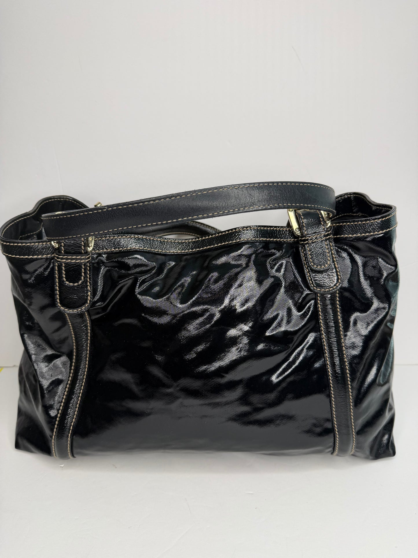 Pre-owned Gucci Dialux Medium Britt Tote Black