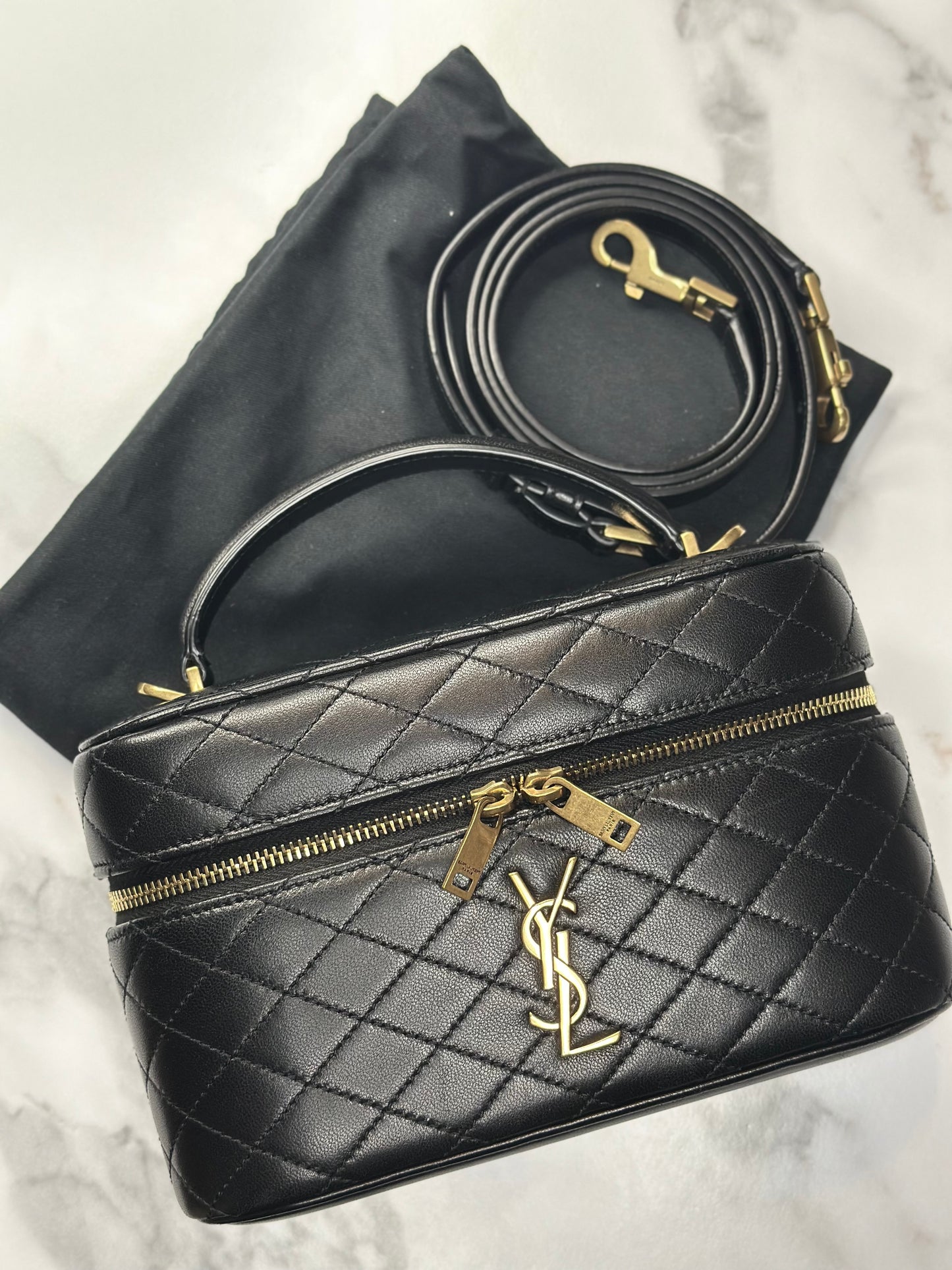 Pre-owned Saint Laurent Gaby Vanity in black lambskin leather crossbody
