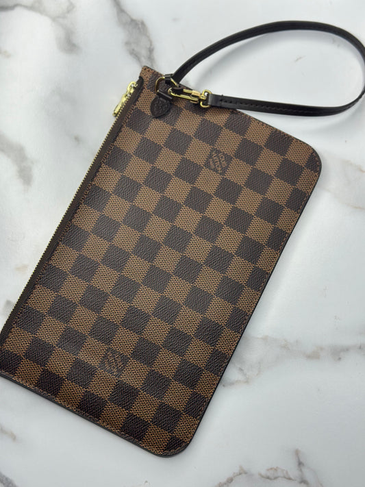 Pre-owned Louis Vuitton Damier ebene canvas neverfull MM pochette