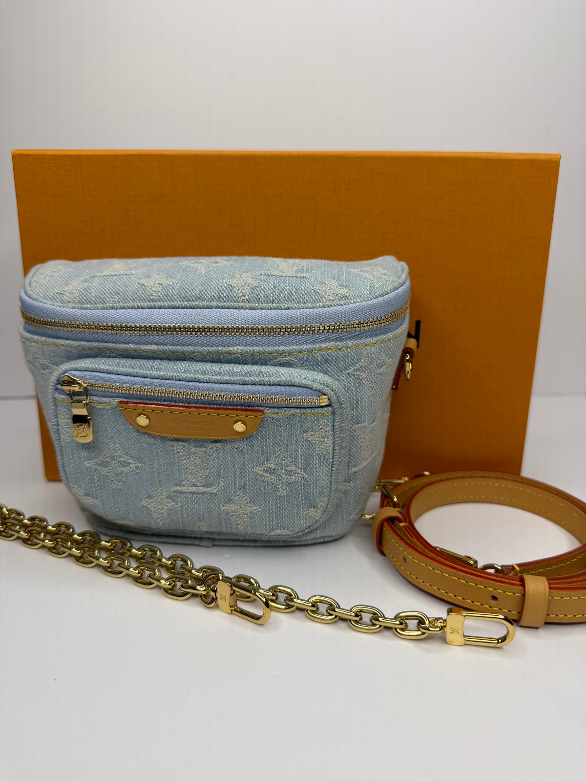 Pre-owned Louis Vuitton Limited, edition denim mini bum bag