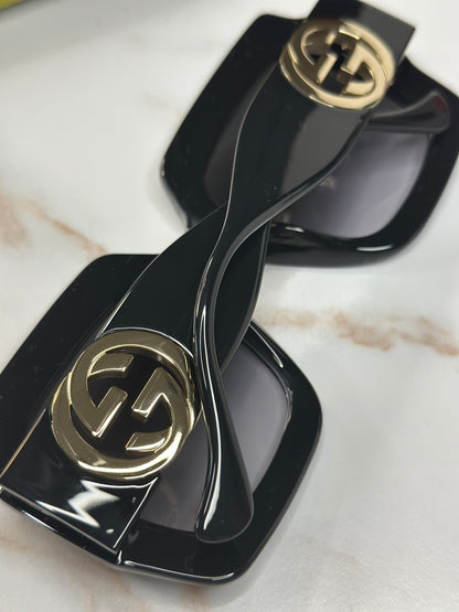 Pre-owned Gucci black oversized interlocking logo sunglasses