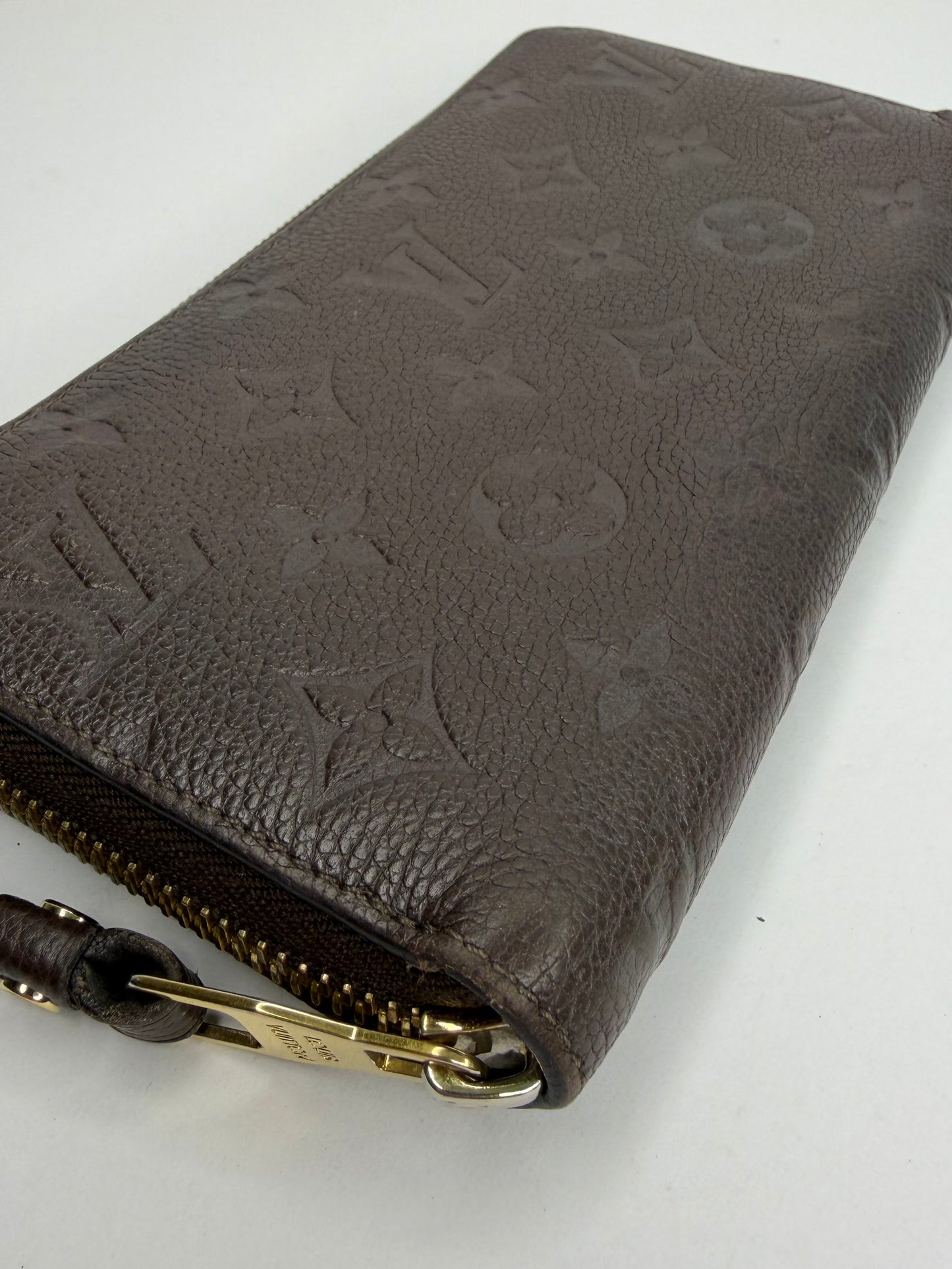 Pre-owned Louis Vuitton dark brown Empriente leather zippy wallet