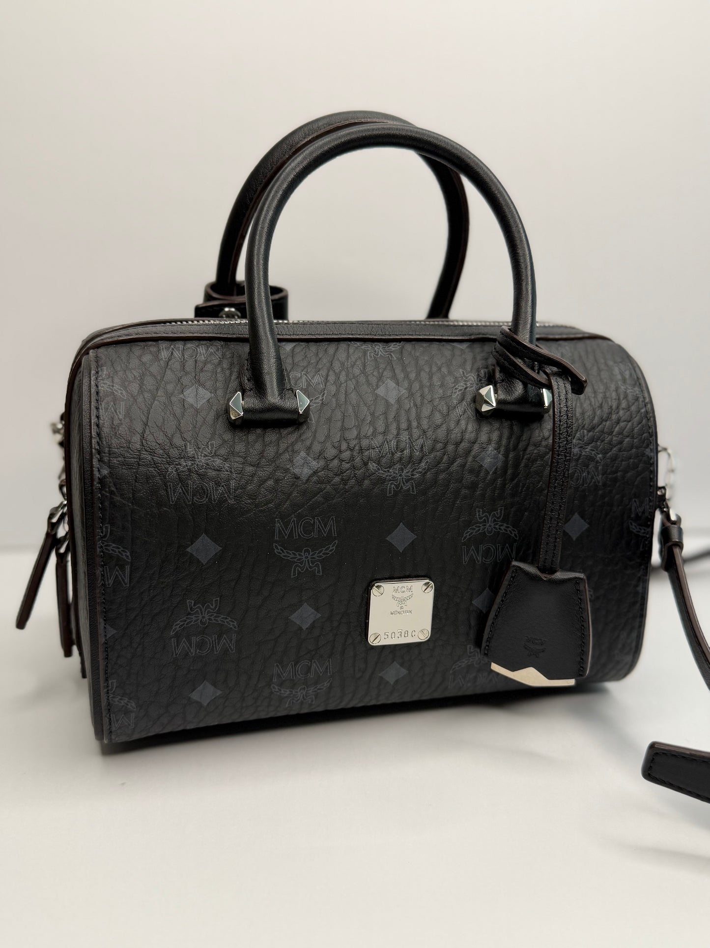 Pre-owned MCM Ella Boston Bag In Visetos