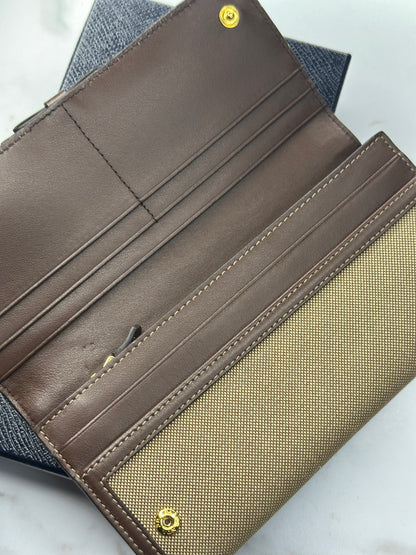 Pre-owned Prada beige x Brown canvas long wallet