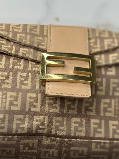 Pre-owned Fendi Zucchino Vitello Baguette Cipria Teint Cipria shoulder bag