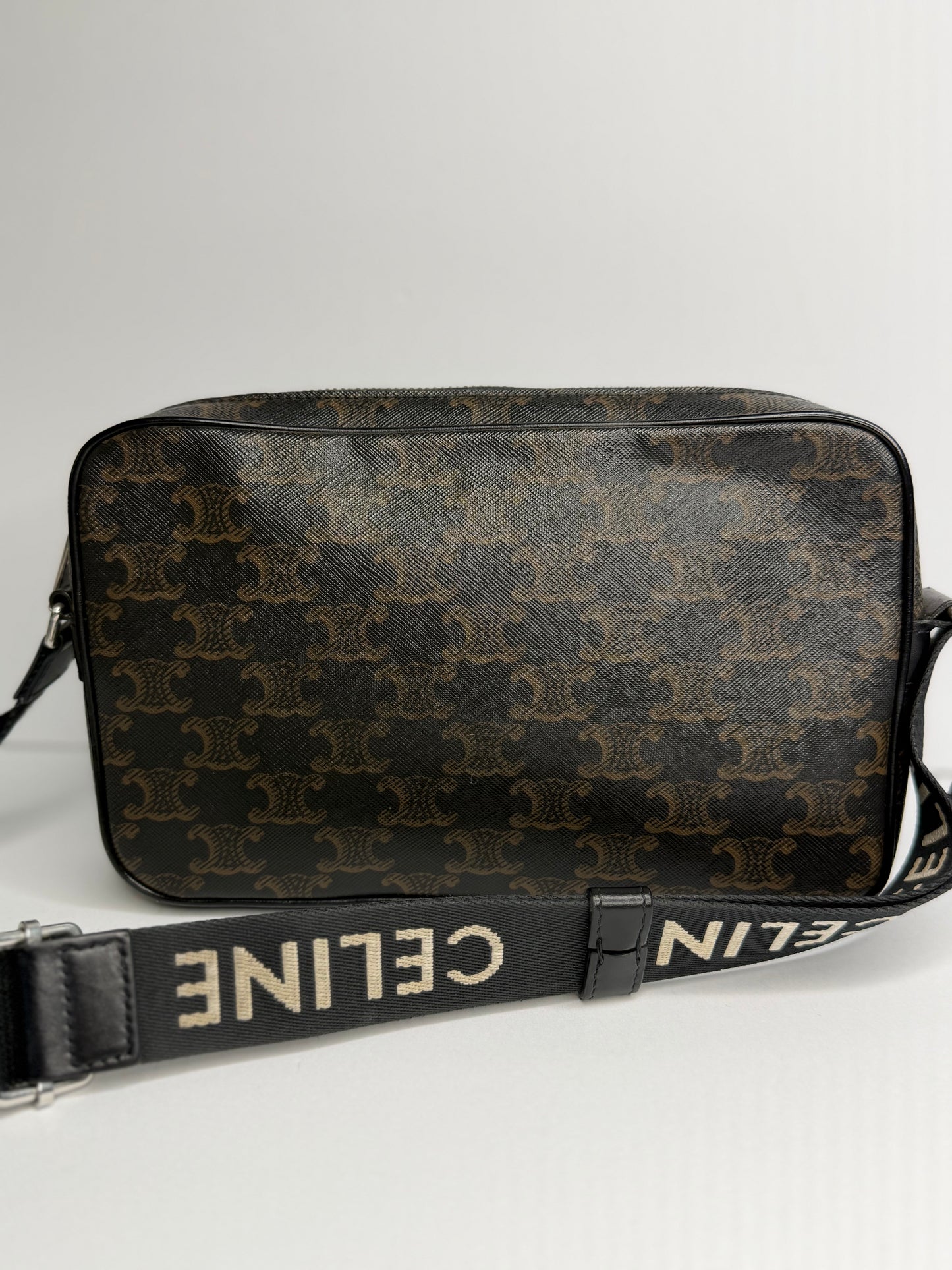 Pre-owned Celine Medium Triomphe Coated Canvas Messenger Bag
