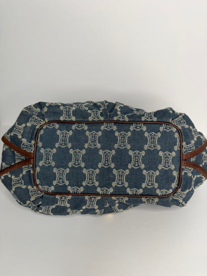 Pre-owned Celine Macadam denim and leather Bittersweet hobo bag