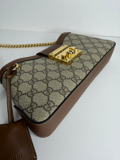 Pre-owned Gucci GG Canvas padlock shoulder bag