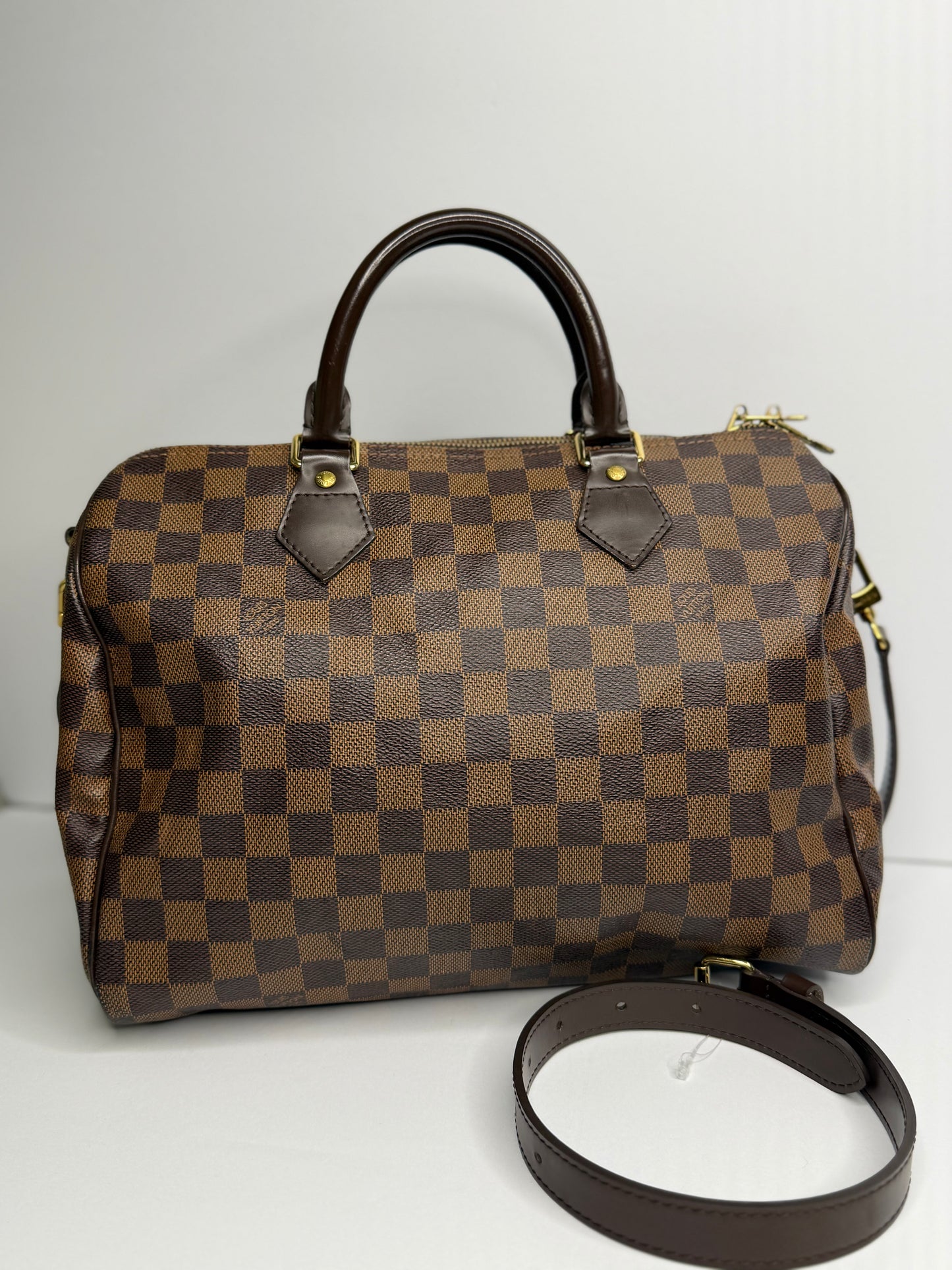 Pre-owned Louis Vuitton Damier Ebene Speedy 30 bandolier crossbody