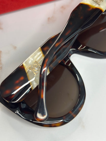 Pre-owned Carolina Herrera oversized tortoise cat eye sunglasses
