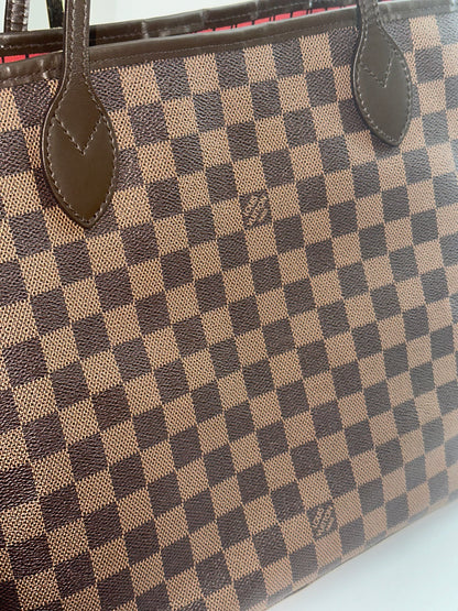 Pre-owned Louis Vuitton Damier ebene neverfull MM with pouch