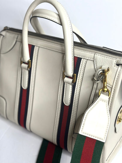 Pre-owned Gucci Bauletto Medium Top Handle Bag w/ophidia strap