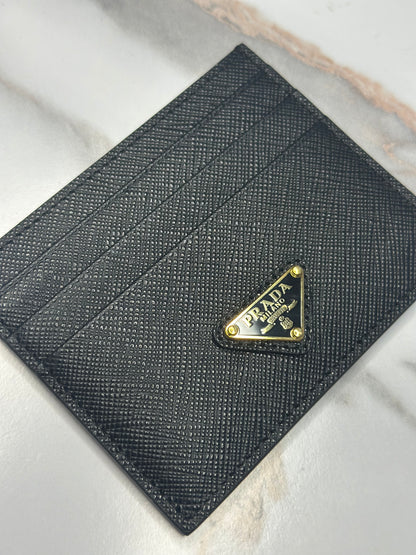 Pre-owned Prada black Saffiano leather card holder