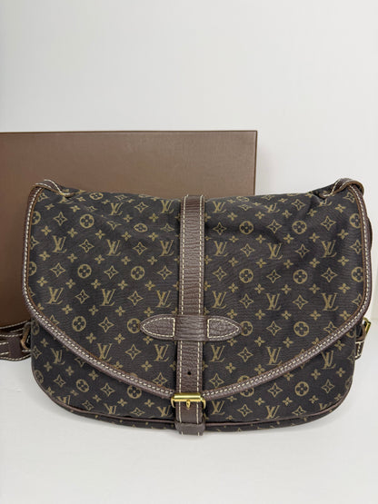 Pre-owned Louis Vuitton Monogram Mini Lin Saumur 30 crossbody