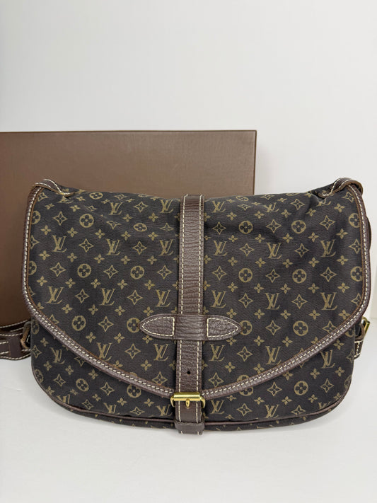 Pre-owned Louis Vuitton Monogram Mini Lin Saumur 30 crossbody
