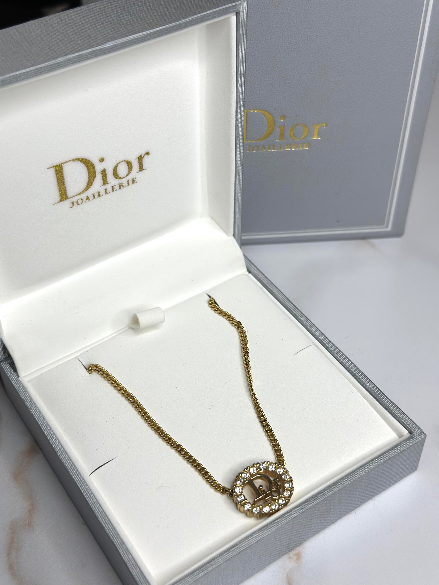 Pre-owned Christian Dior vintage Crystal embellished pendant necklace