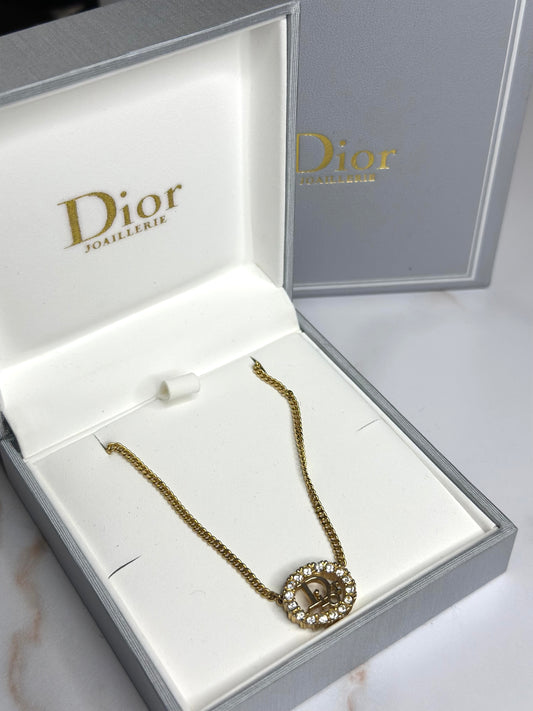Pre-owned Christian Dior vintage Crystal embellished pendant necklace