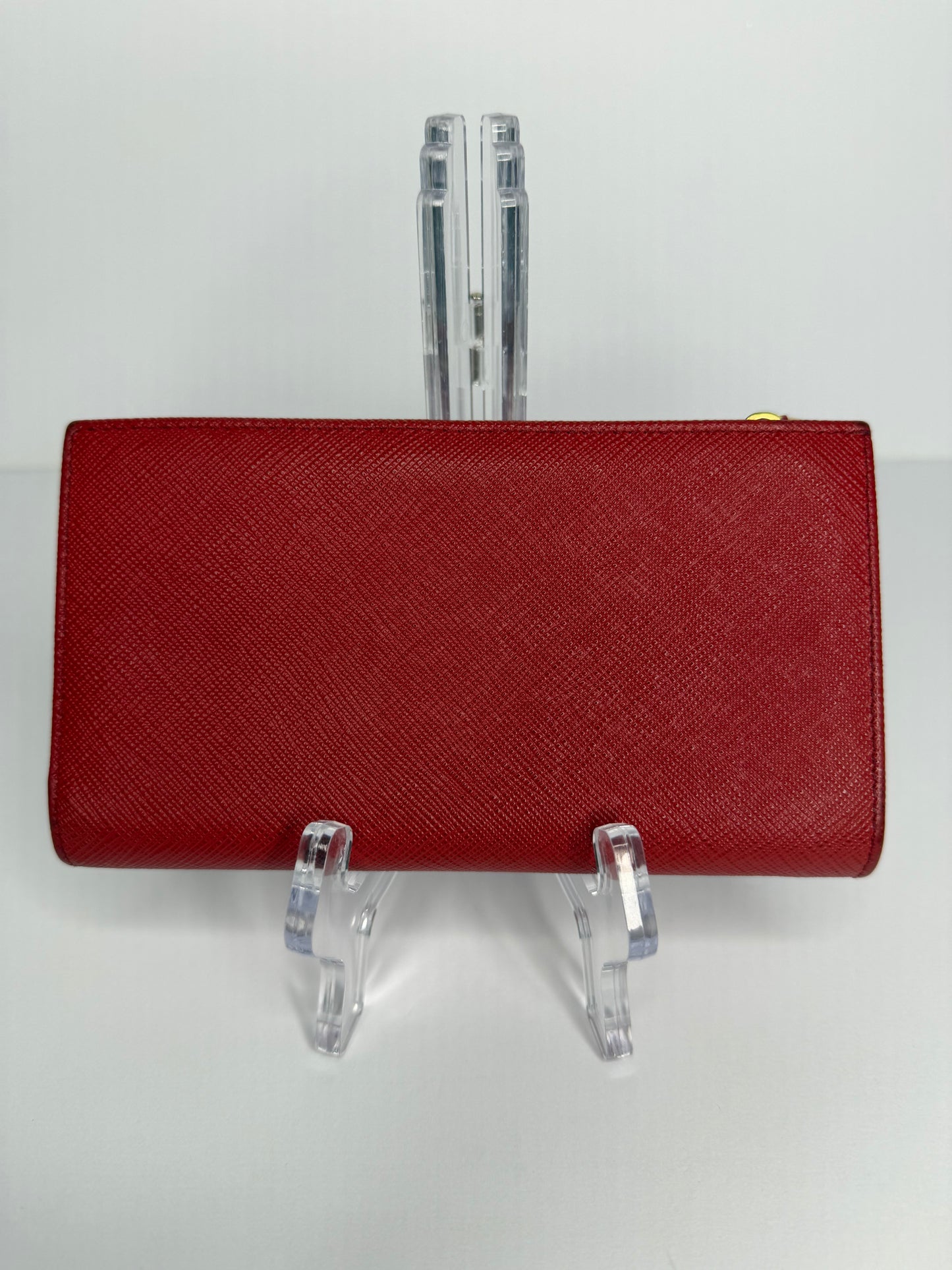 Pre-owned Prada Large Saffiano Leather Wallet Red