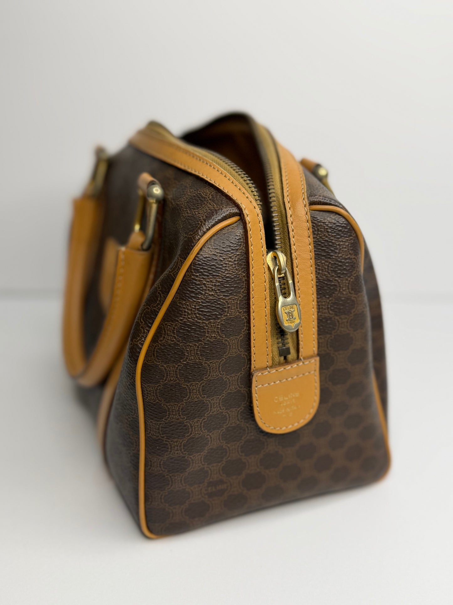 Pre-owned Celine Macadam canvas  Mini Boston bag