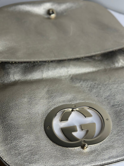 Pre-owned Gucci light, gold, metallic leather shoulder bag
