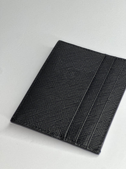Pre-owned Prada black Saffiano leather card holder