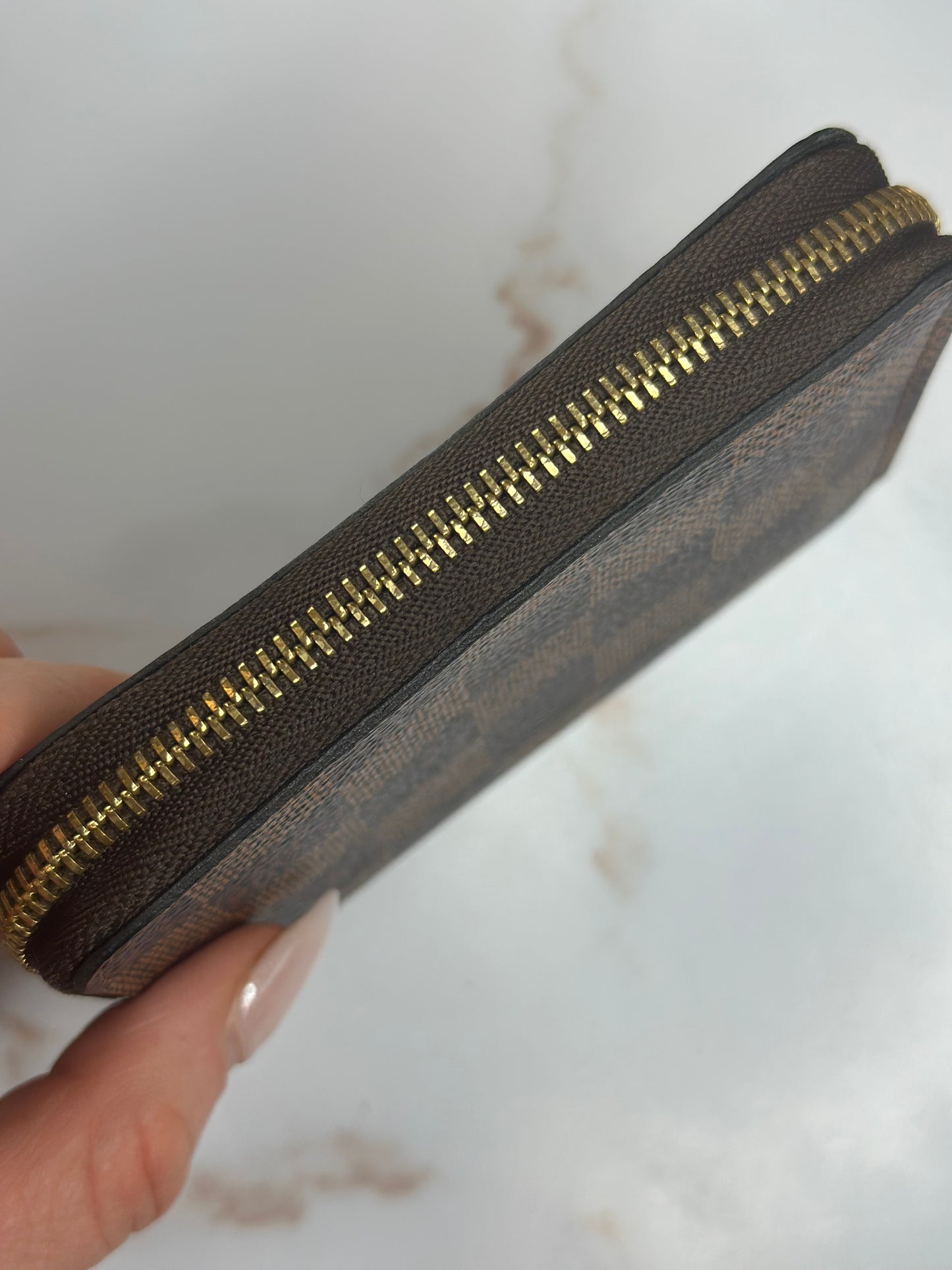 Pre-owned Louis Vuitton Damier Ebene compact wallet